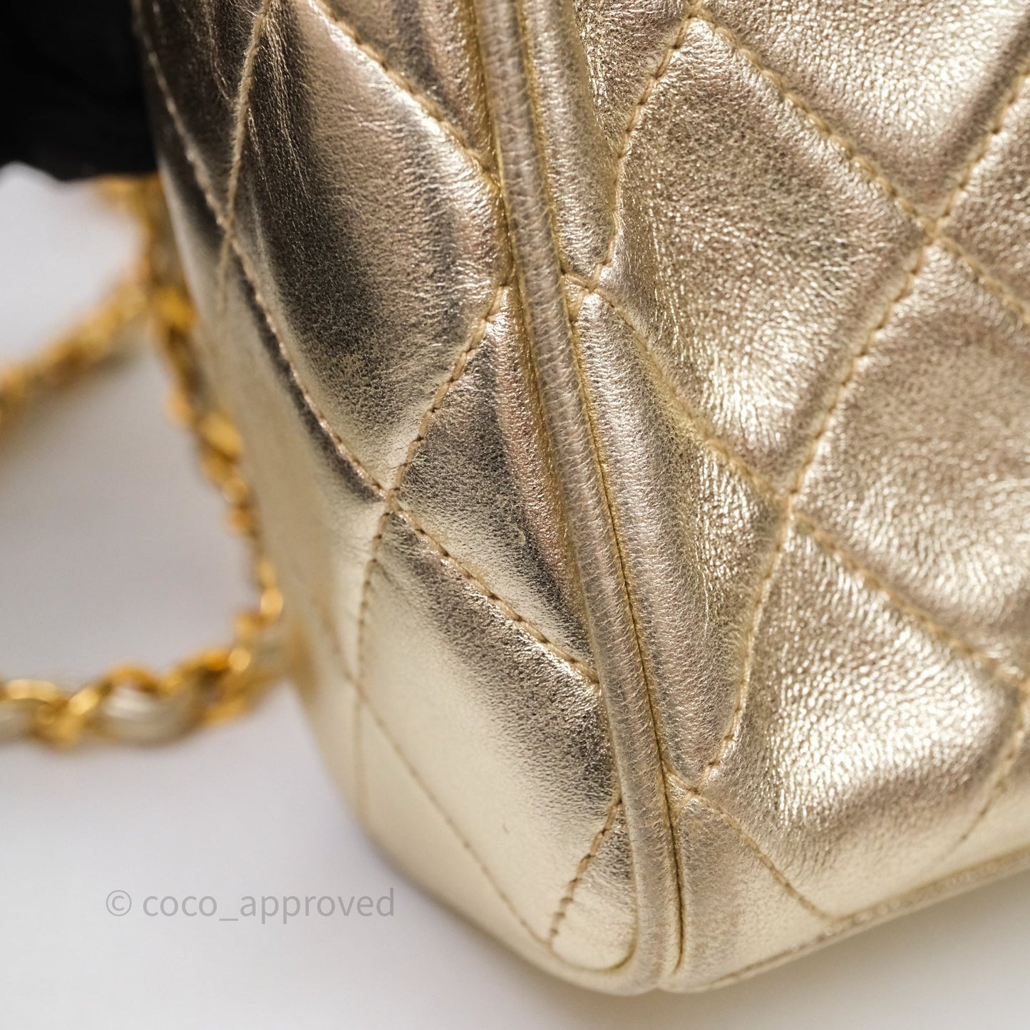 Chanel Vintage Camera Bag Gold Lambskin Gold Hardware