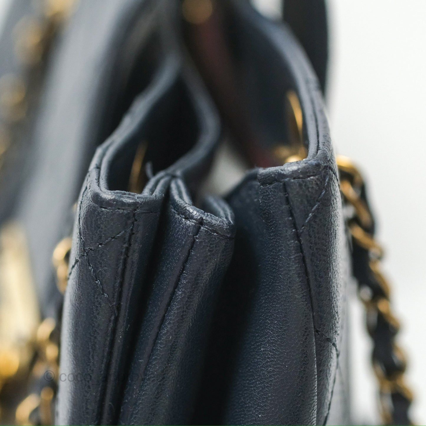 Chanel Medium Around The Corner Shopping Tote Navy Lambskin