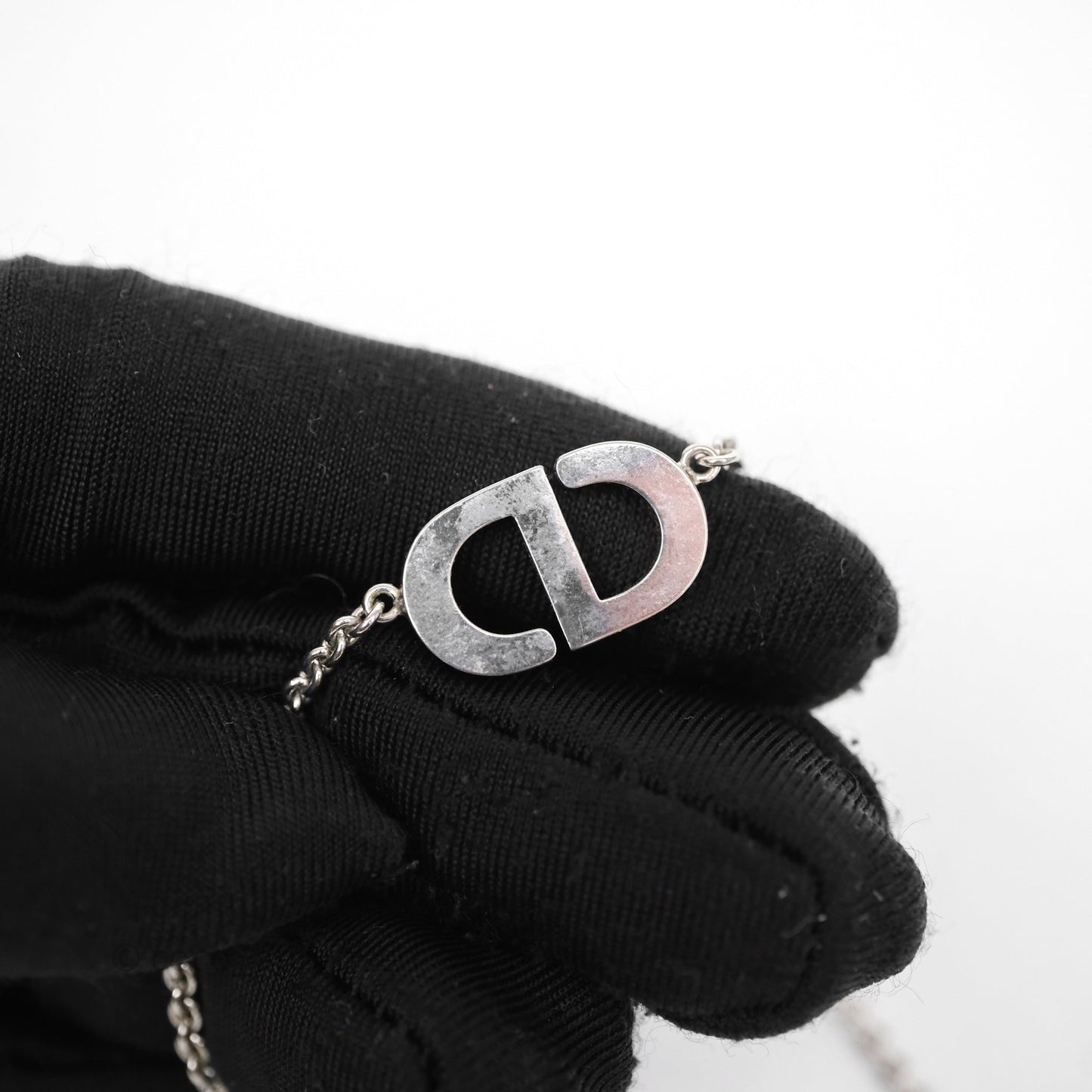 Christian Dior Petit CD Necklace Silver Tone