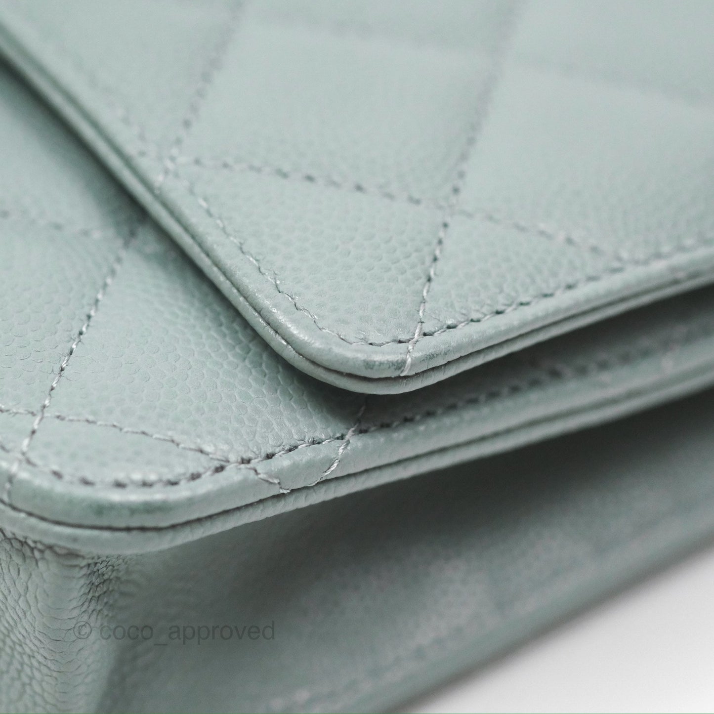 Chanel Quilted Classic Wallet on Chain WOC Green Caviar Silver Hardware