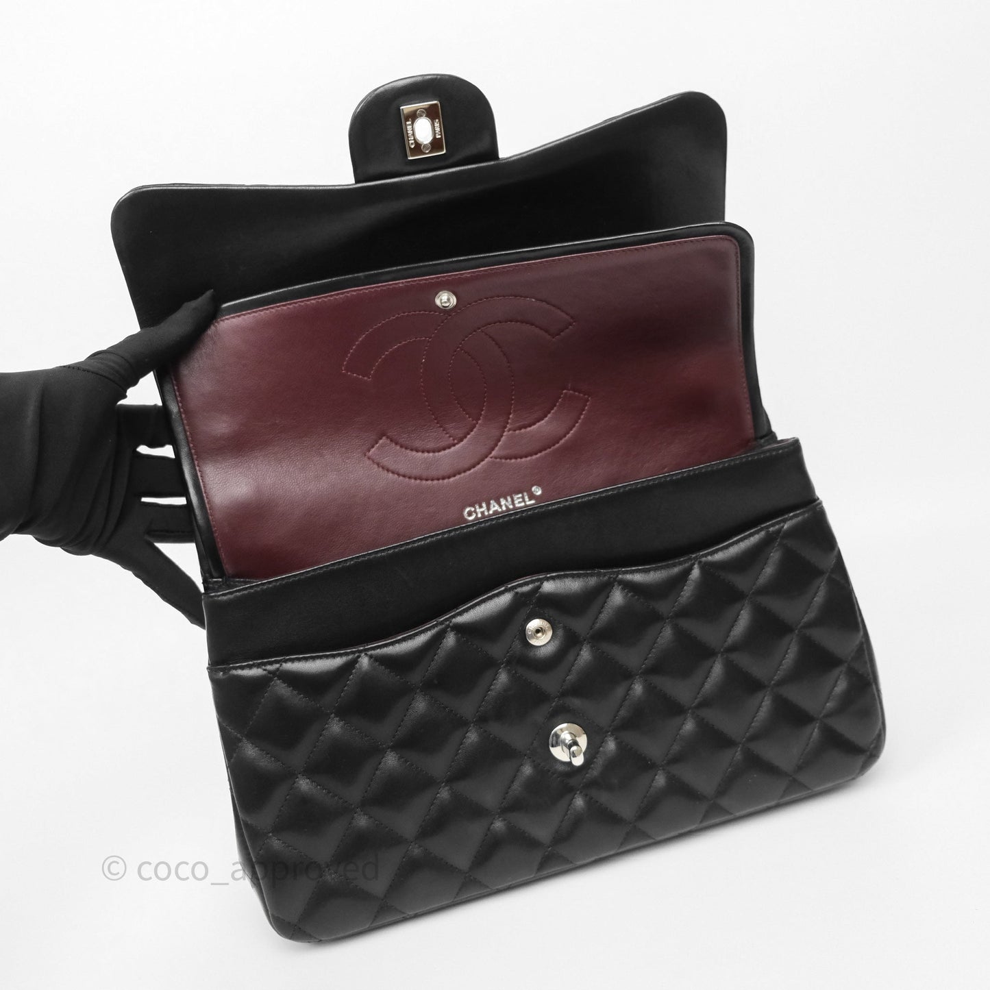 Chanel Jumbo Double Flap Black Lambskin Silver Hardware⁣⁣