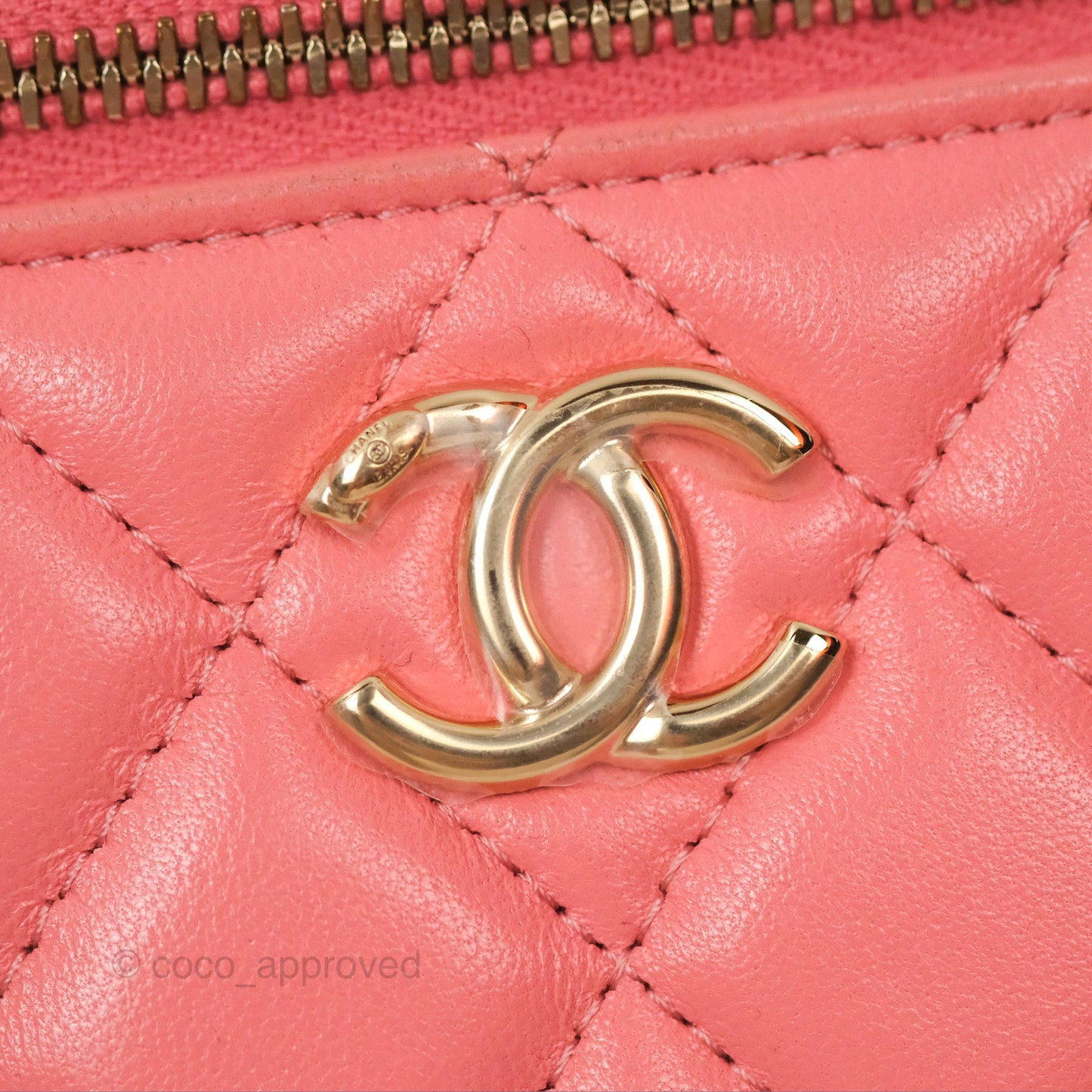 Chanel Vanity Rectangular Top Handle Pink Lambskin Gold Hardware