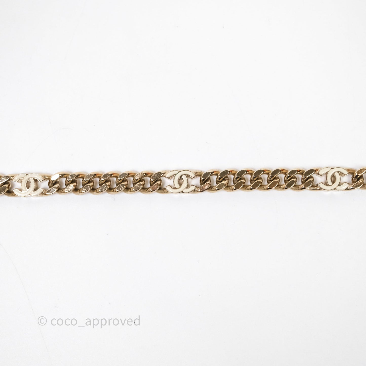 Chanel White CC Logo Chocker Gold Tone 22S