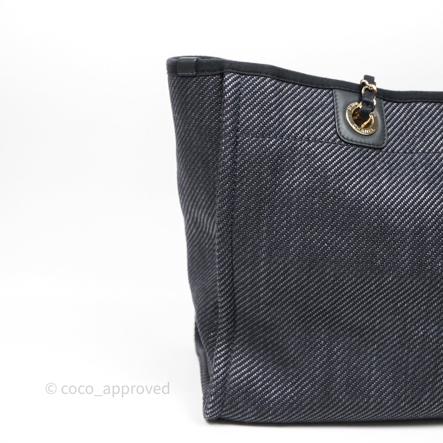 Chanel Medium Deauville Navy Canvas Gold Hardware