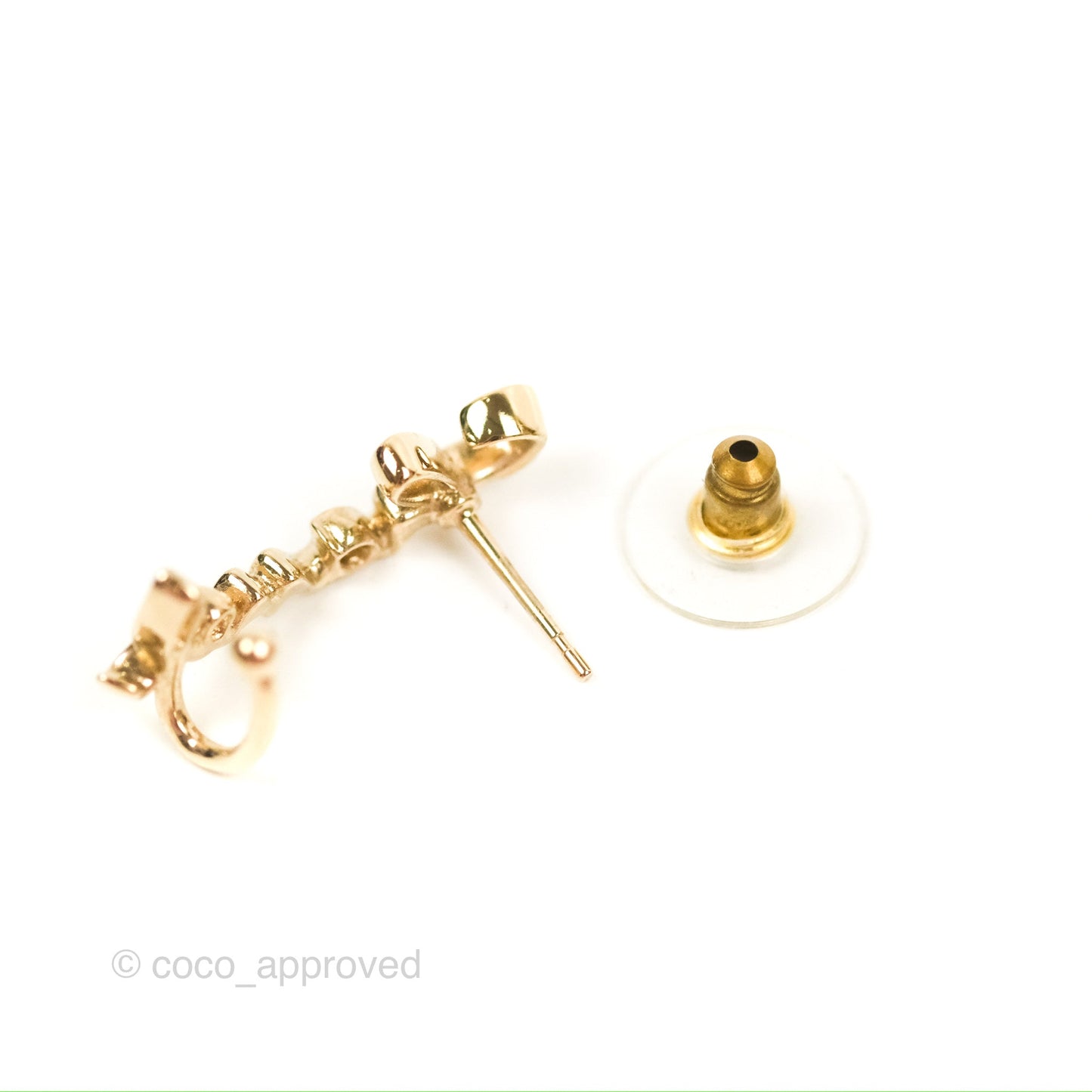 Chanel CC Coco Crystal Earrings Ear Cuff Gold Tone 22P