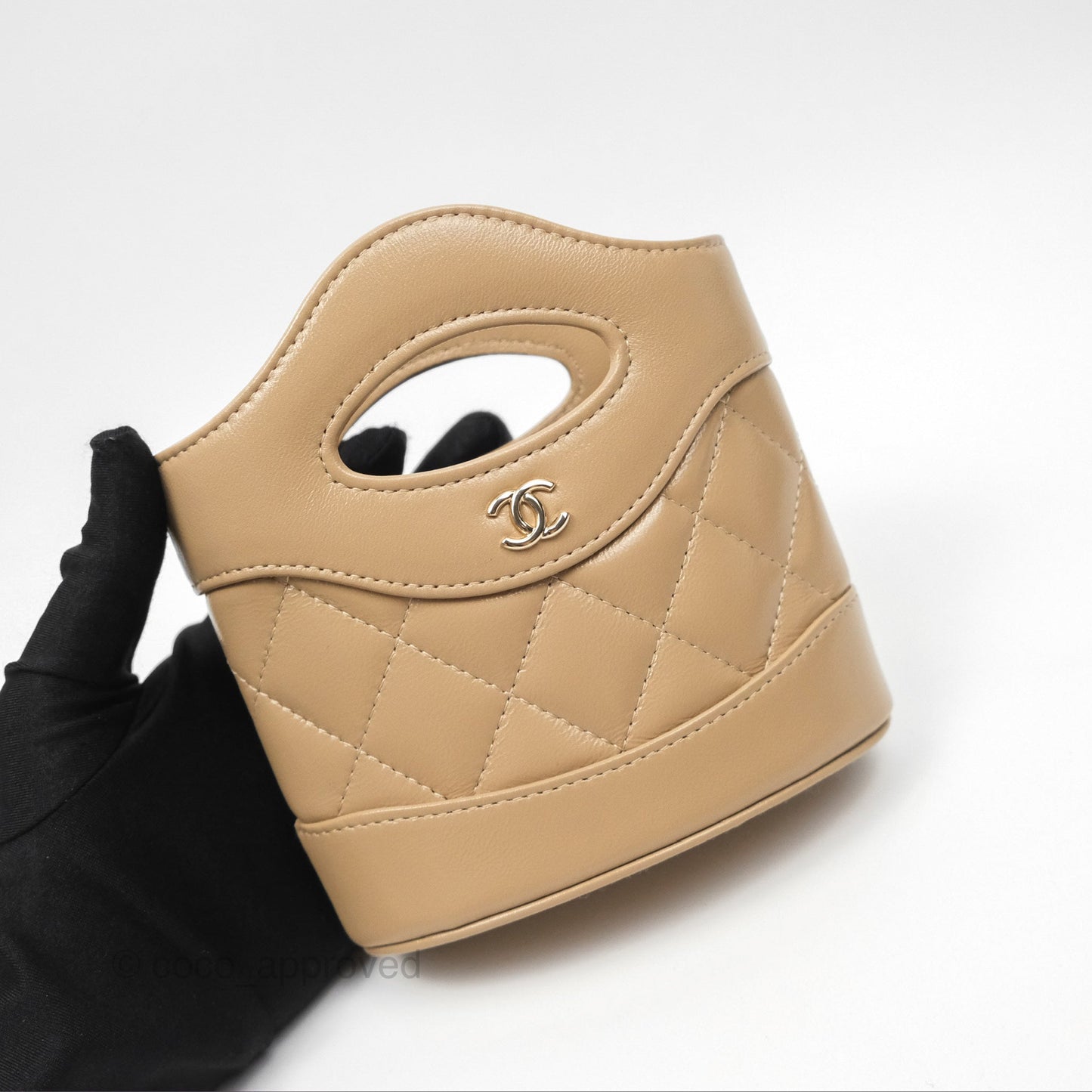 Chanel Micro 31 Beige Bucket Bag Shiny Calfskin Gold Hardware