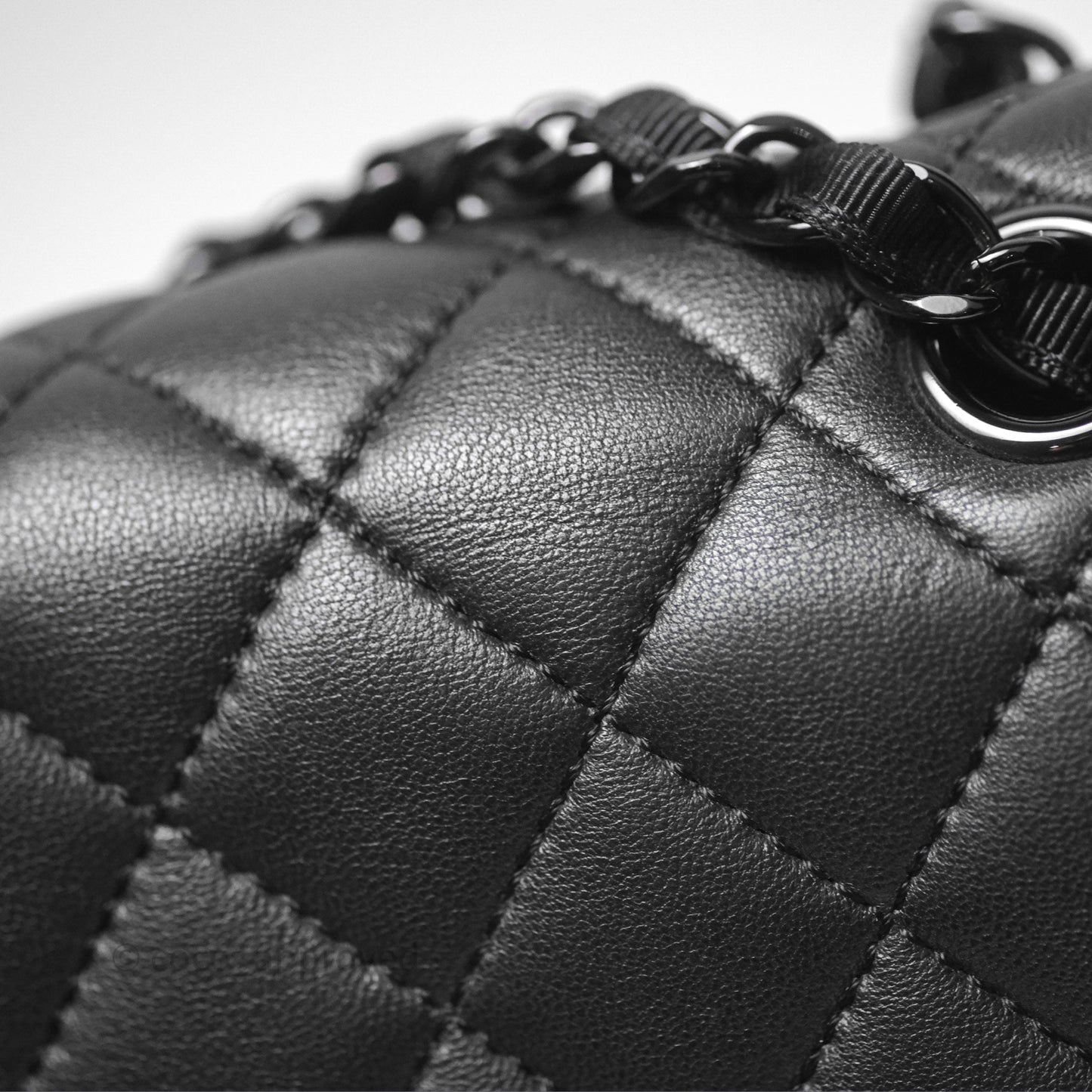Chanel Quilted Accordion Flap Bag So Black Two Tone Lambskin Fabric