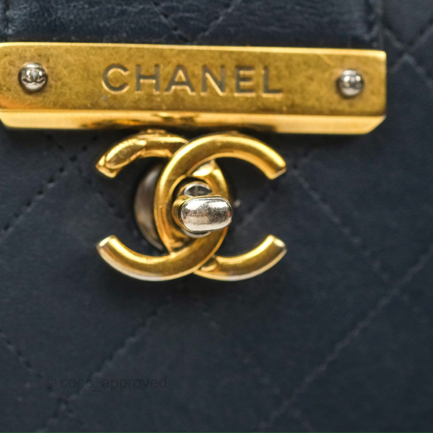 Chanel Medium Around The Corner Shopping Tote Navy Lambskin