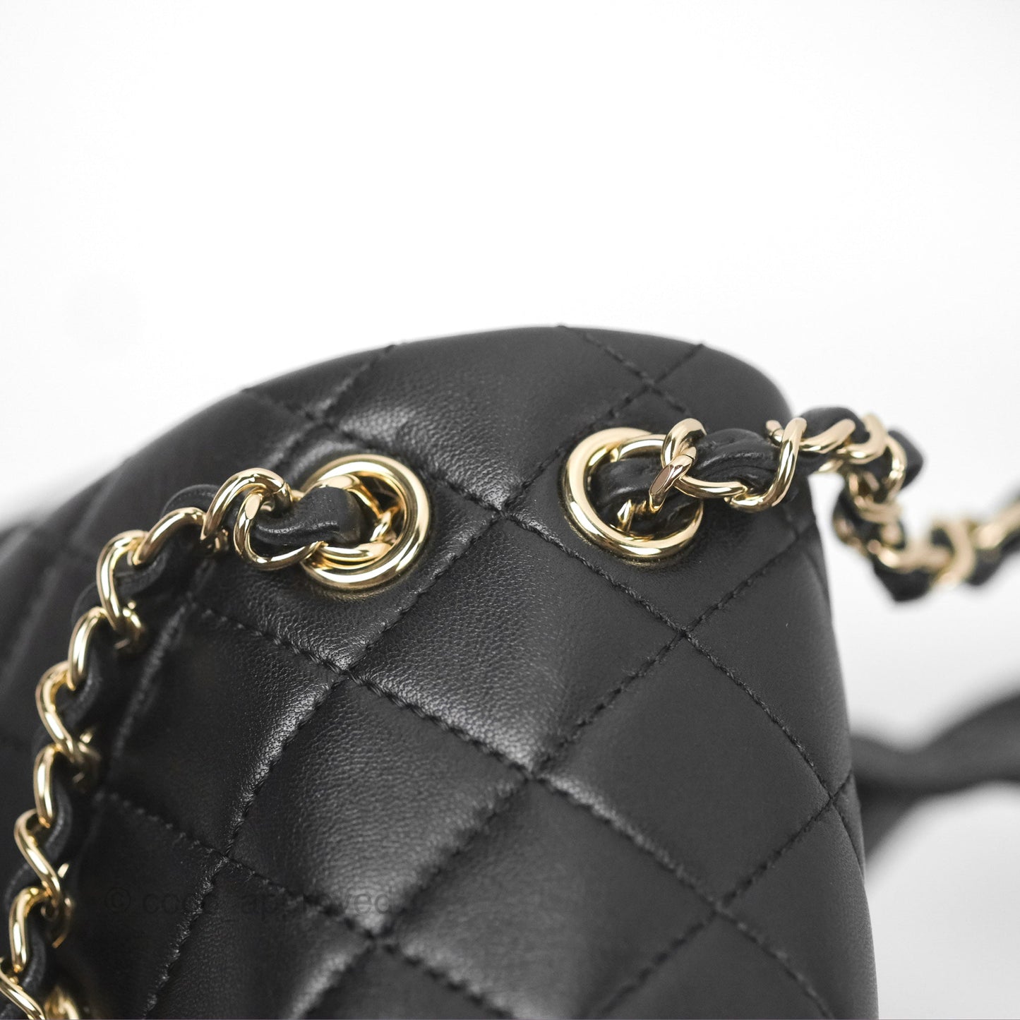 Chanel Quilted Small Duma Drawstring Backpack Black Lambskin Gold Hardware