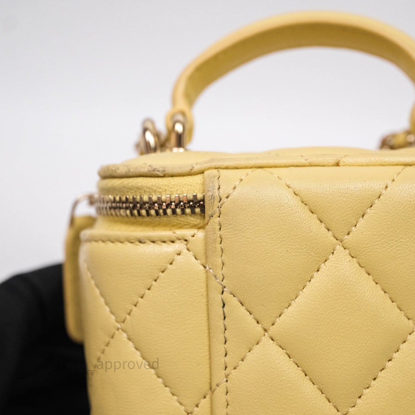 Chanel Mini Top Handle Vanity With Chain Yellow Lambskin Gold Hardware