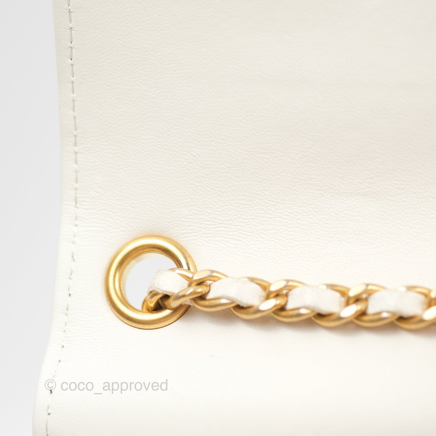 Chanel Quilted Pearl Crush Phone Holder With Chain White Lambskin