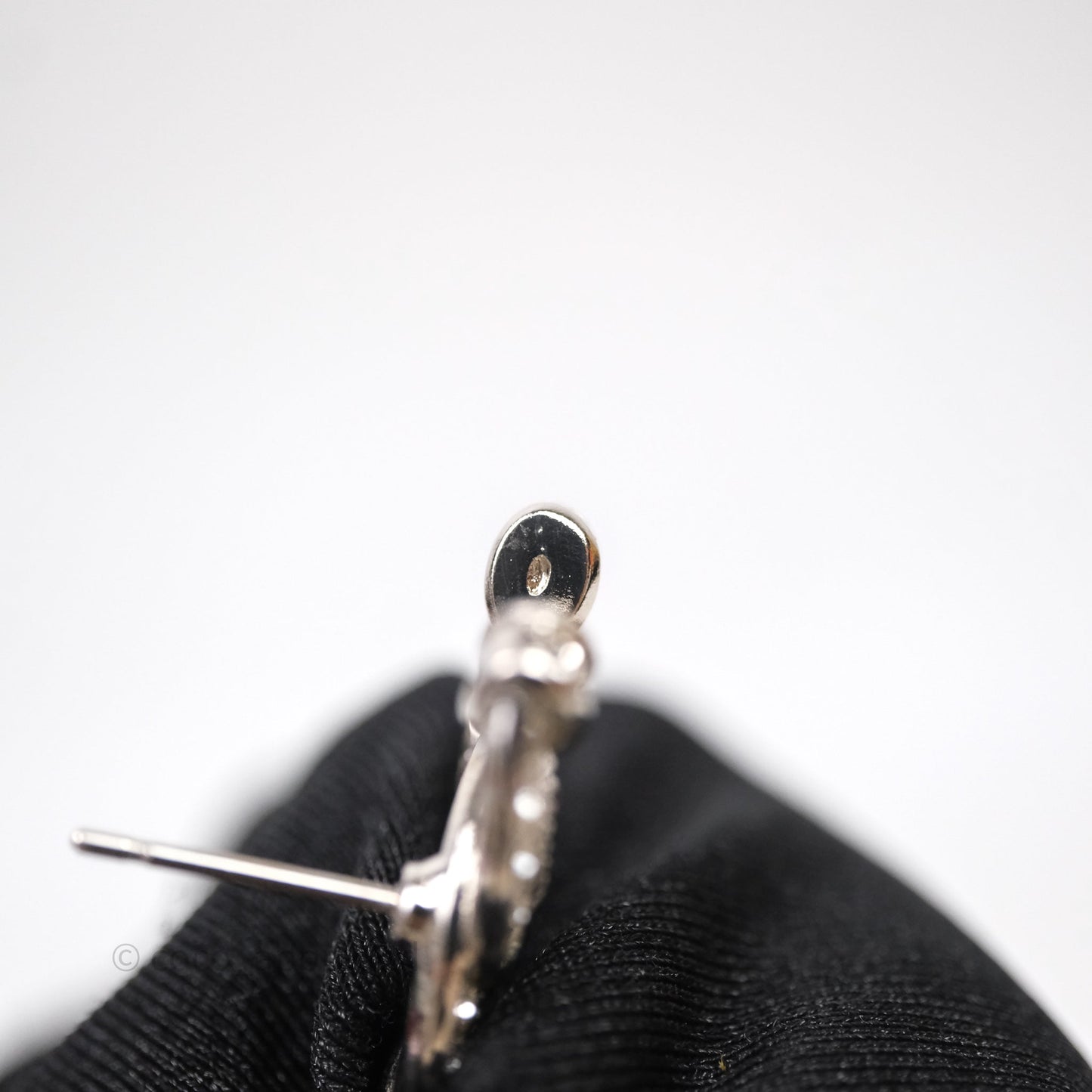 Chanel CC Crystals Earrings Silver Tone 23P