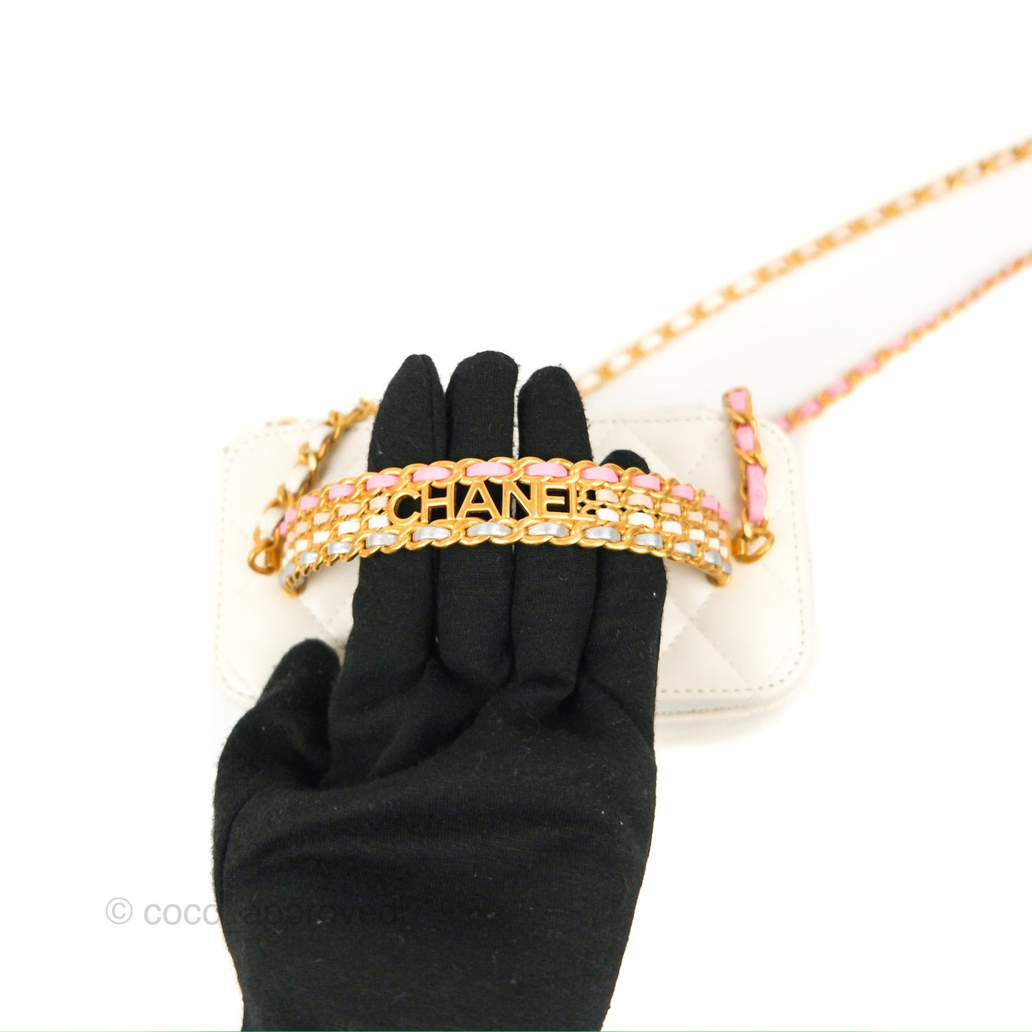 Chanel Rainbow Top Handle Vanity White Glazed Lambskin 23P