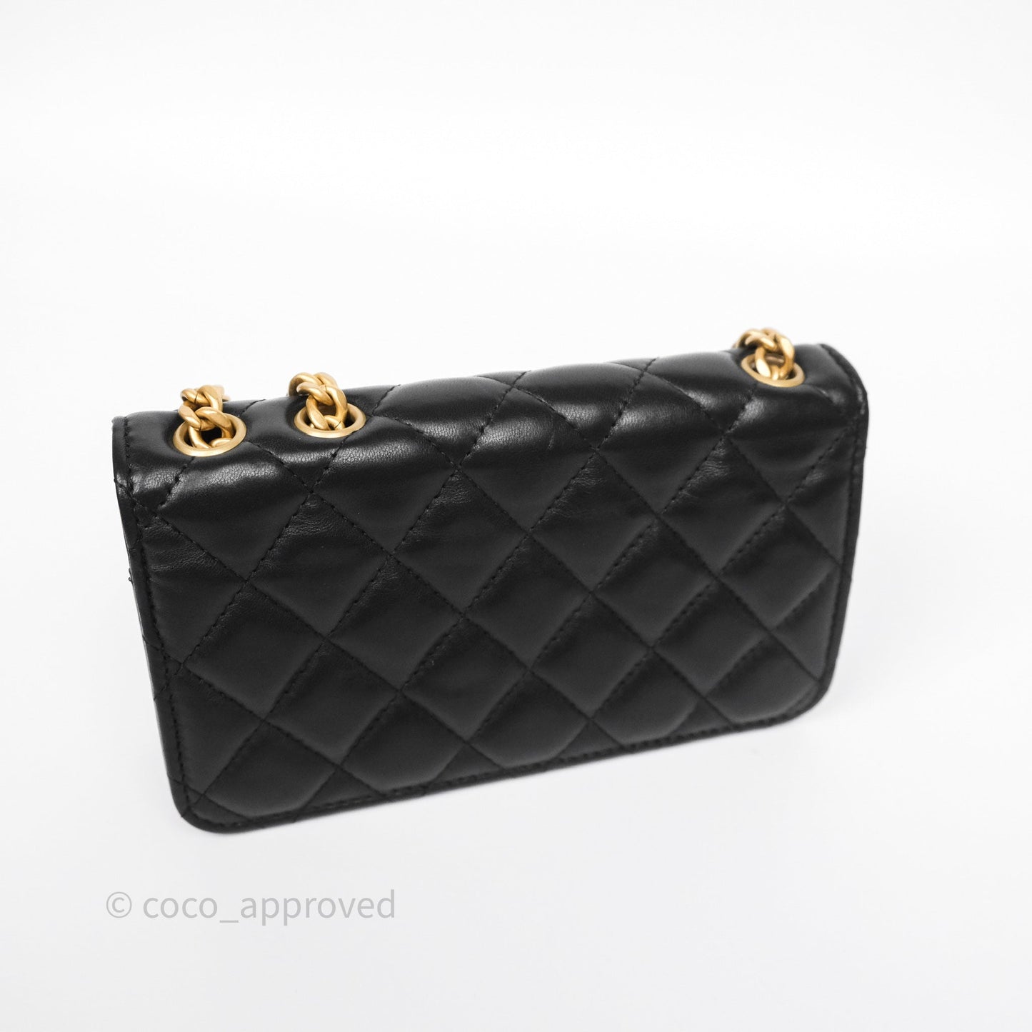 Chanel All Slide Adjustable Chain Phone Holder WOC Black Lambskin