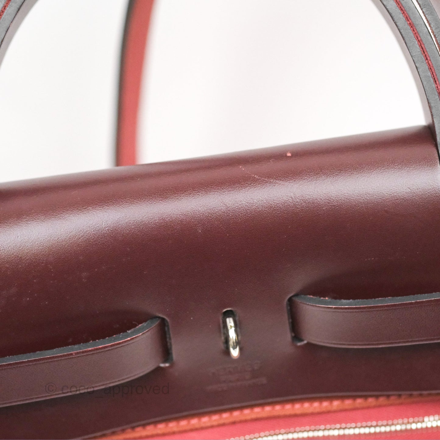 Hermès Herbag Retourne Zip 31 Ecru/Brique/Mauve Pale/Rouge Sellier Canvas Palladium Hardware