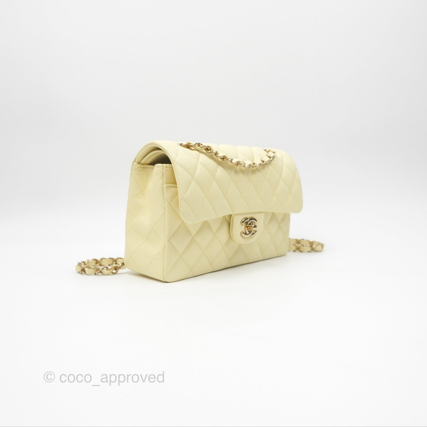 Chanel Small Classic Flap Quilted Yellow Caviar Gold Hardware