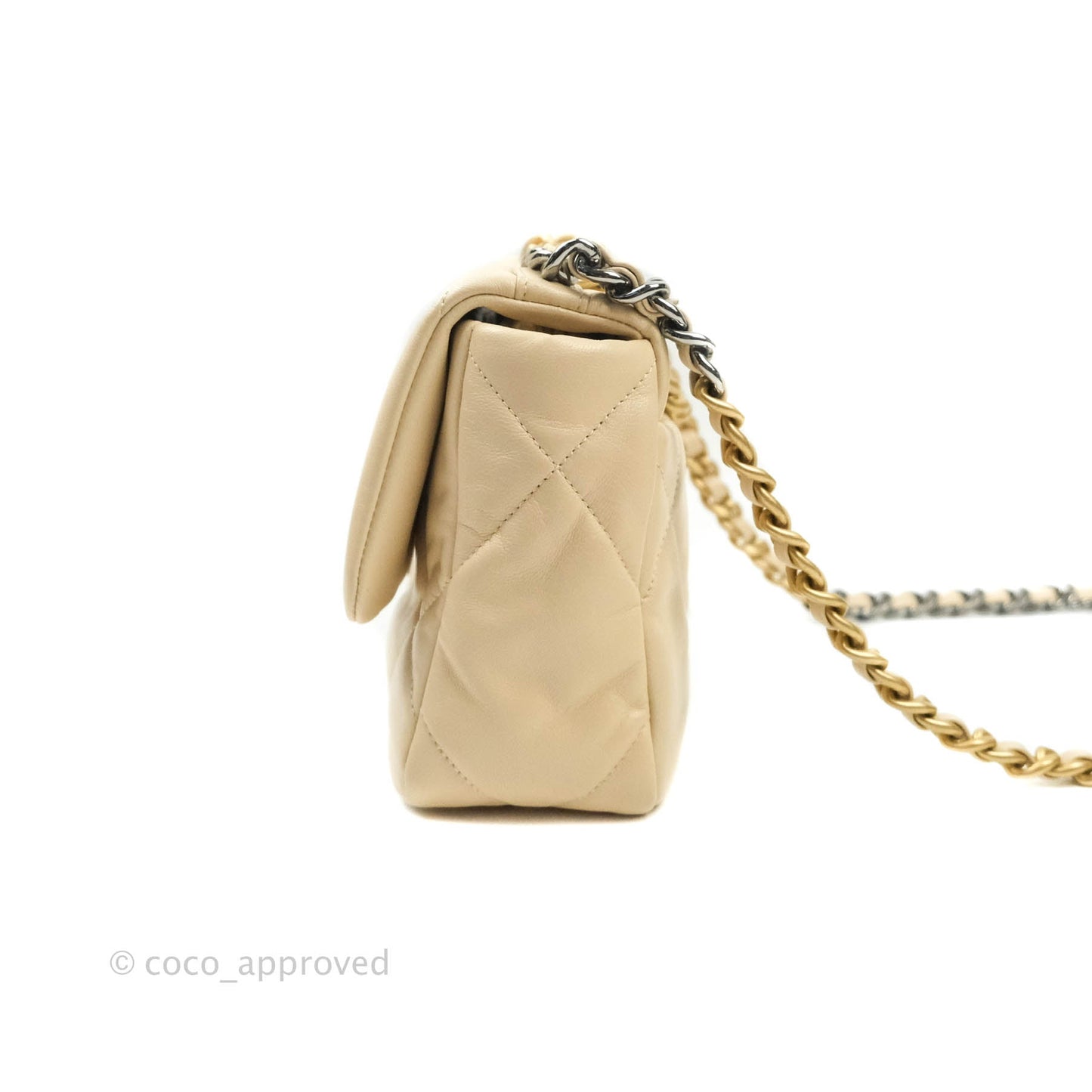 Chanel 19 Small Beige Goatskin Mixed Hardware