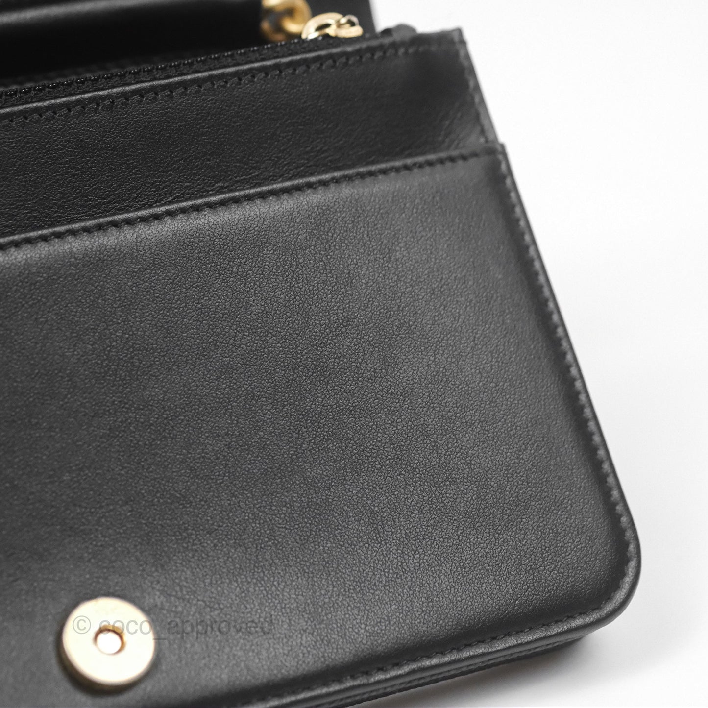 Chanel Quilted Boy Wallet on Chain WOC Black Caviar Age Gold Hardware