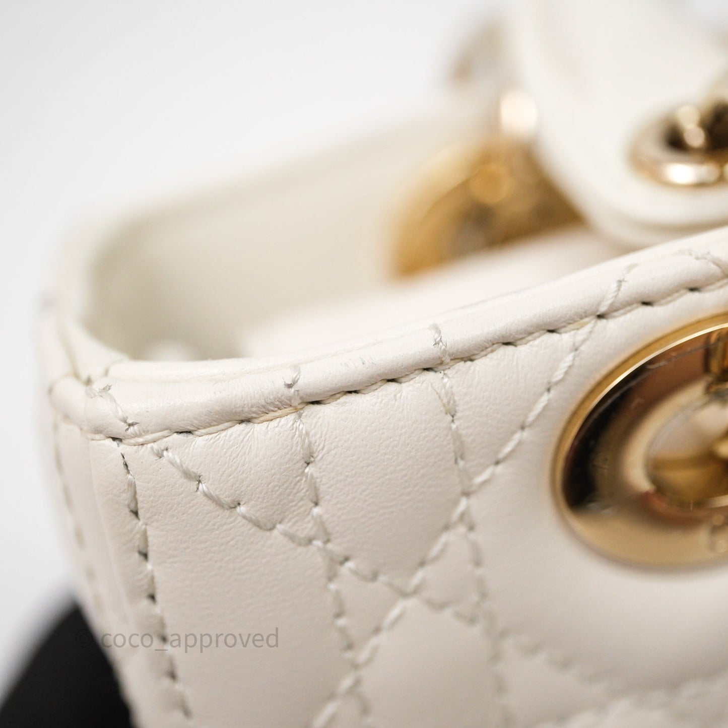 Christian Dior Micro Lady D-Joy Bag Latte Cannage Lambskin Gold Hardware