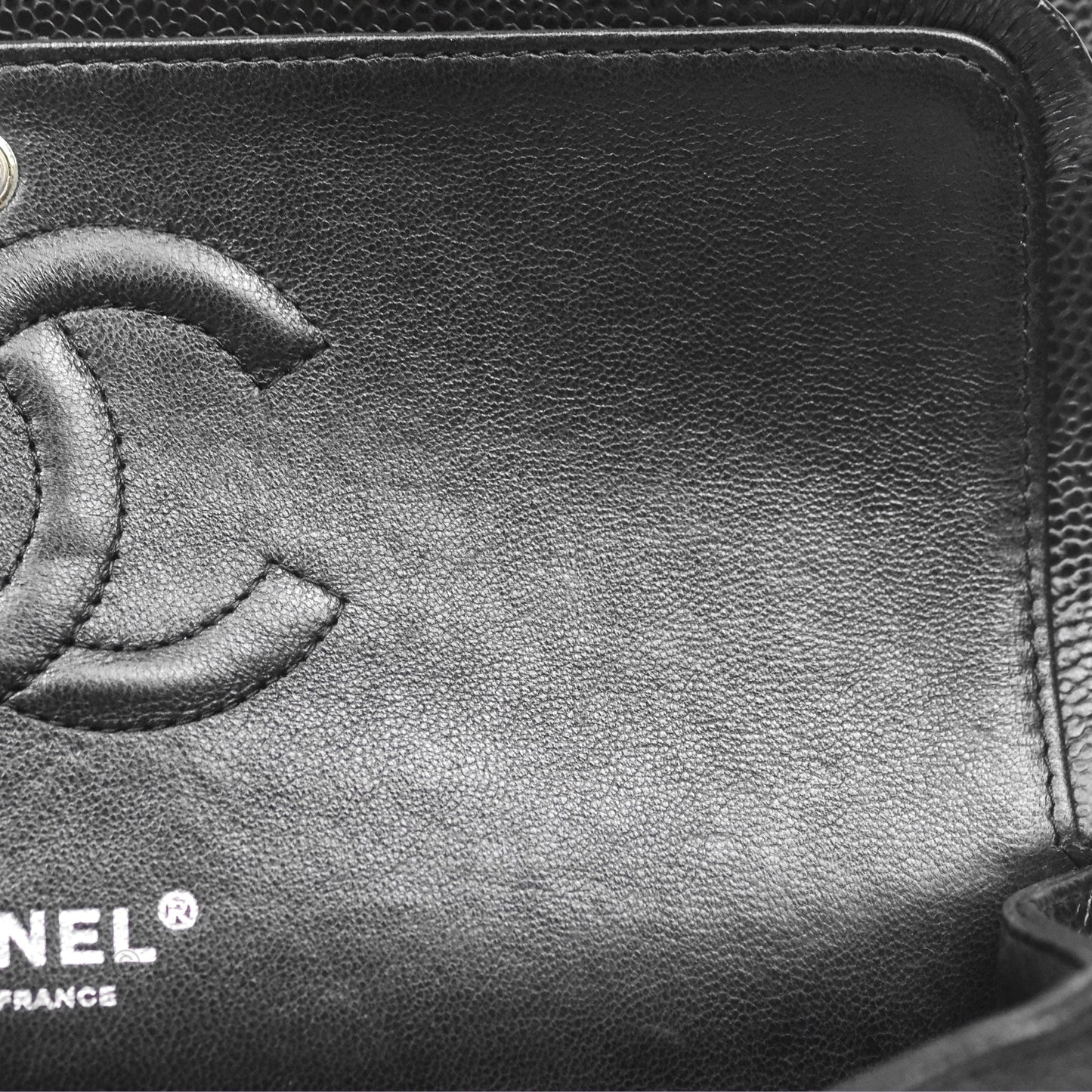 Chanel Classic M/L Medium Flap Quilted Black Caviar Silver Hardware