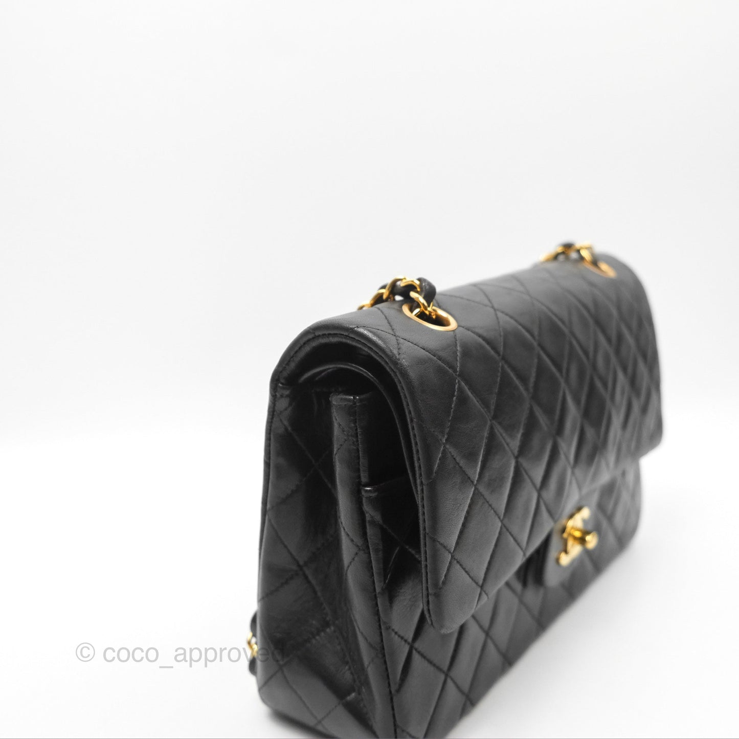Chanel Vintage Classic Medium Flap Black Lambskin 24K Gold Hardware