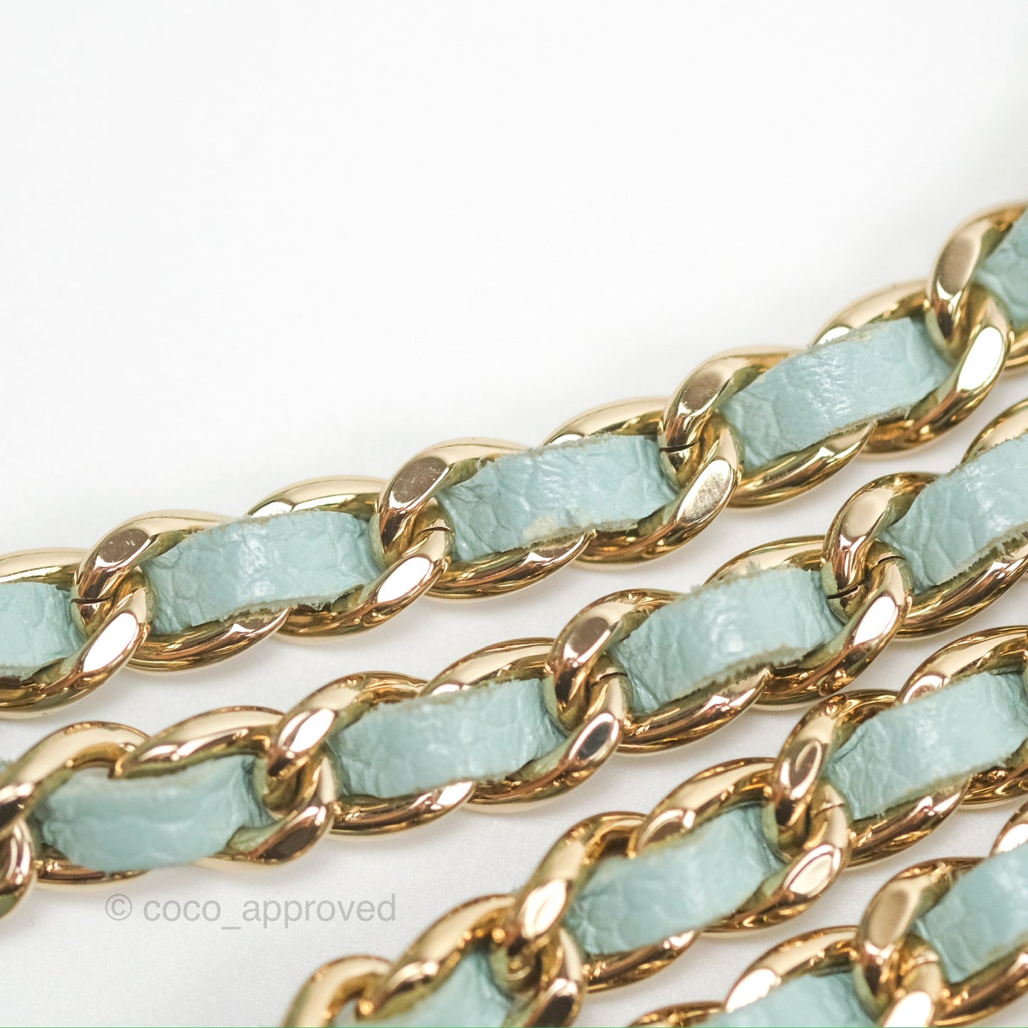 Chanel Camellia Embossed Round Clutch With Chain Light Tiffany Blue Caviar