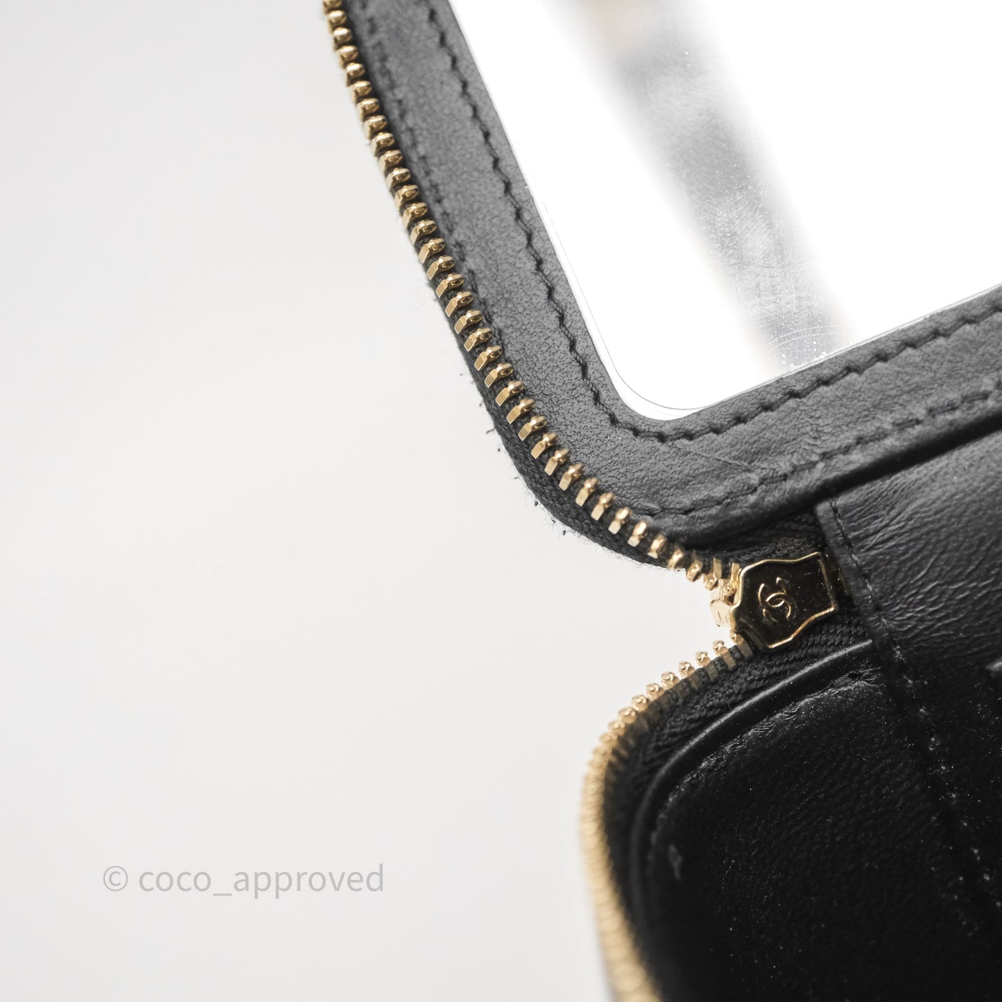 Chanel Vanity with Heart Adjustable Chain Black Caviar Aged Gold Hardware