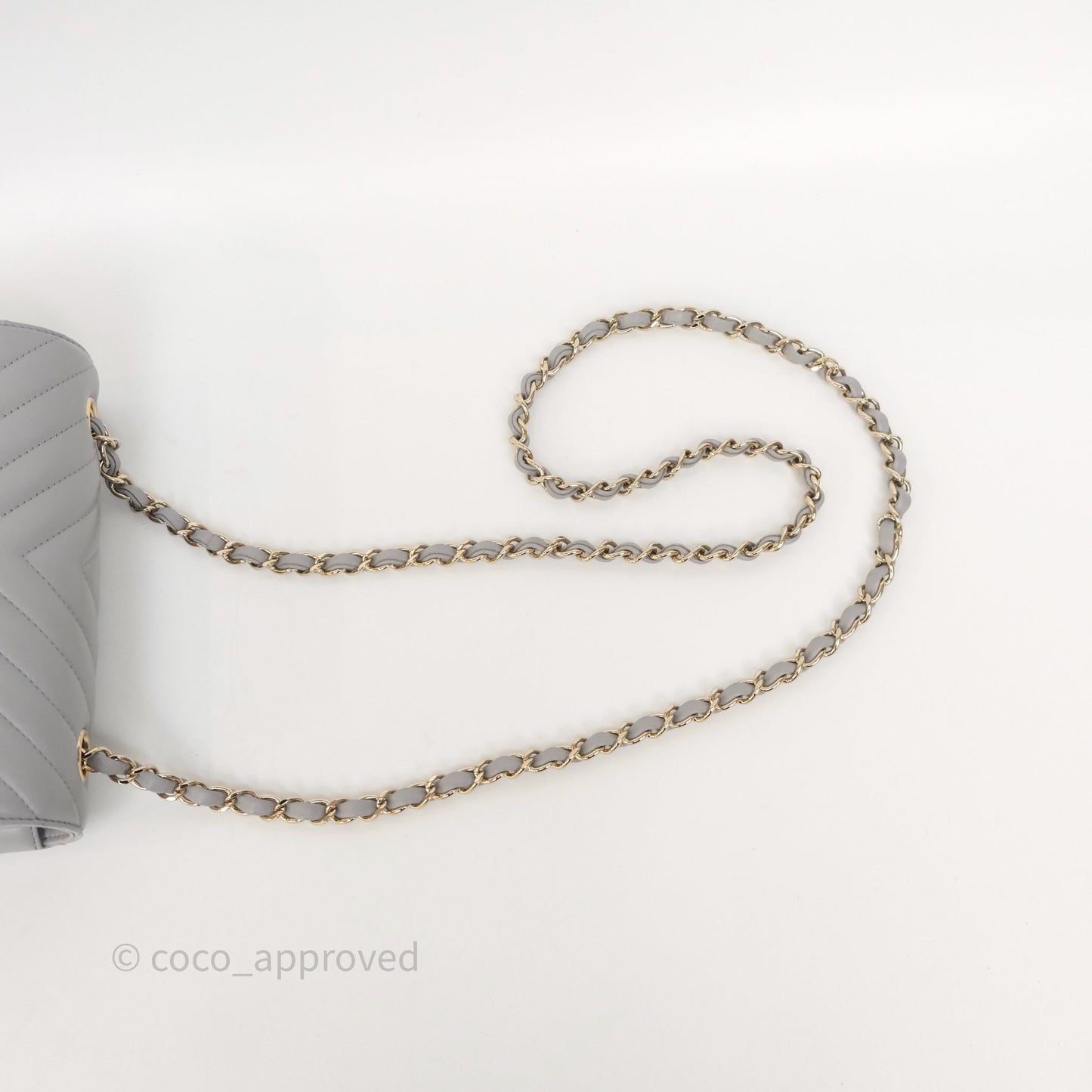Chanel Mini Rectangular Chevron Grey Lambskin Light Gold Hardware