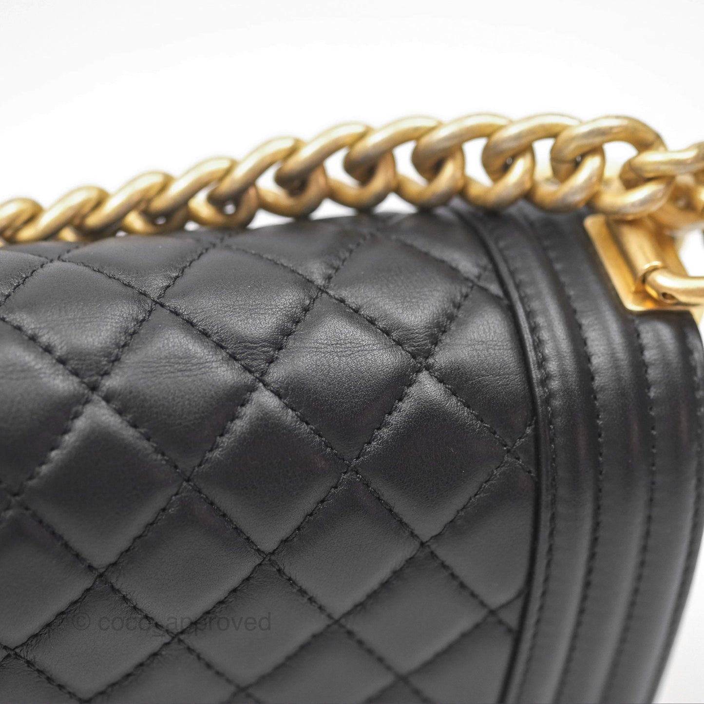 Chanel Small Boy Black Lambskin Aged Gold Hardware