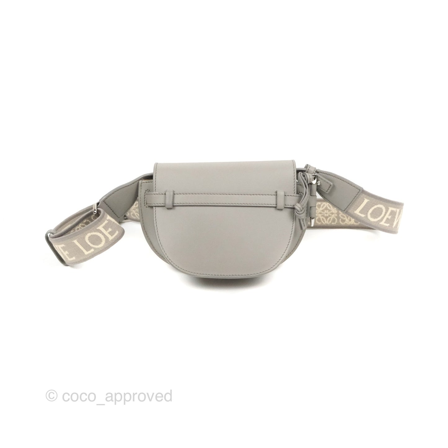 Loewe Mini Gate Dual Bag in Soft Calfskin & Jacquard Strap Light Grey