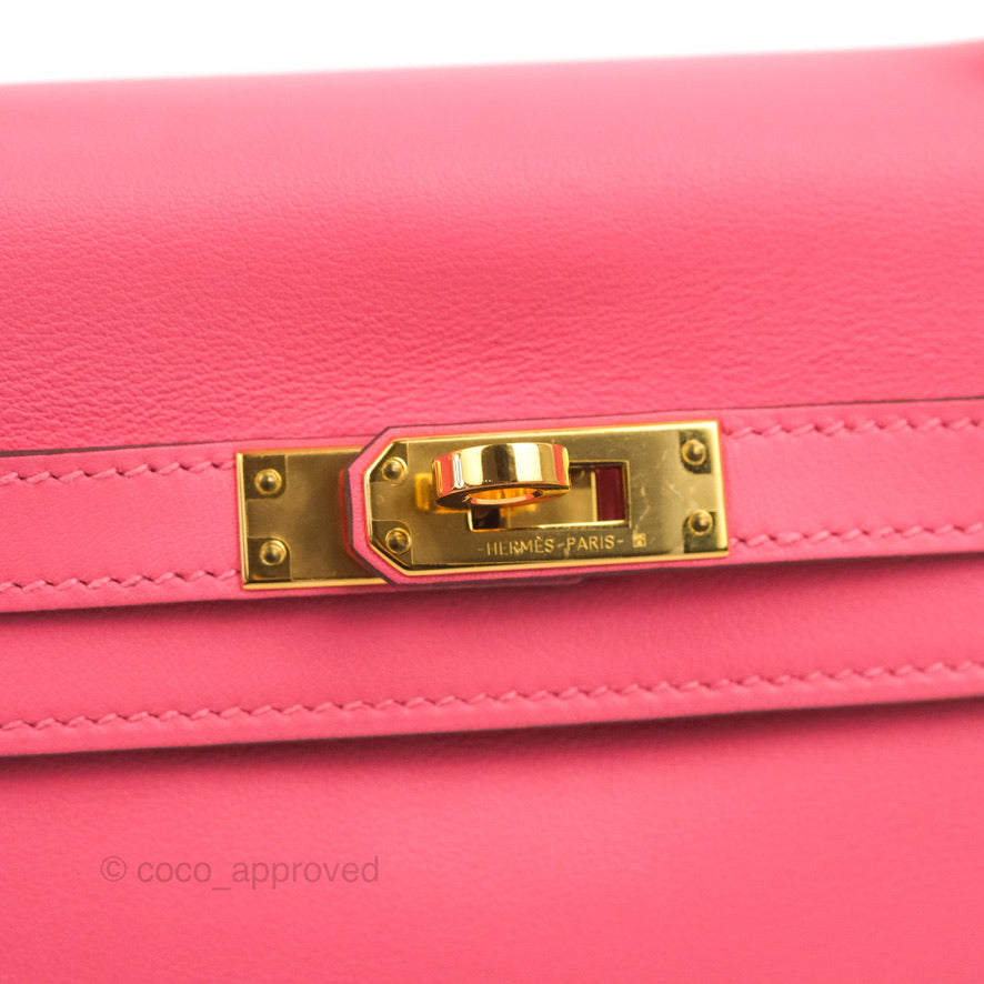 Hermès Retourne Kelly 25 Veau Swift Rose Azalee Gold Hardware