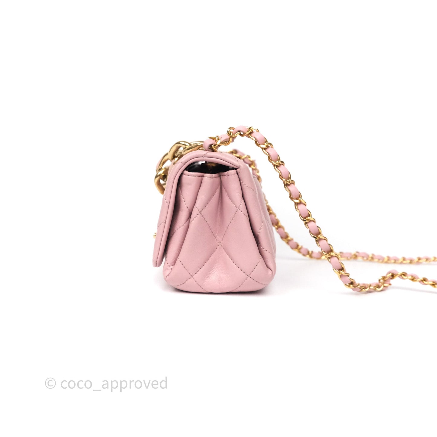 Chanel Mini Color Match Flap Quilted Pink Lambskin Aged Gold Hardware