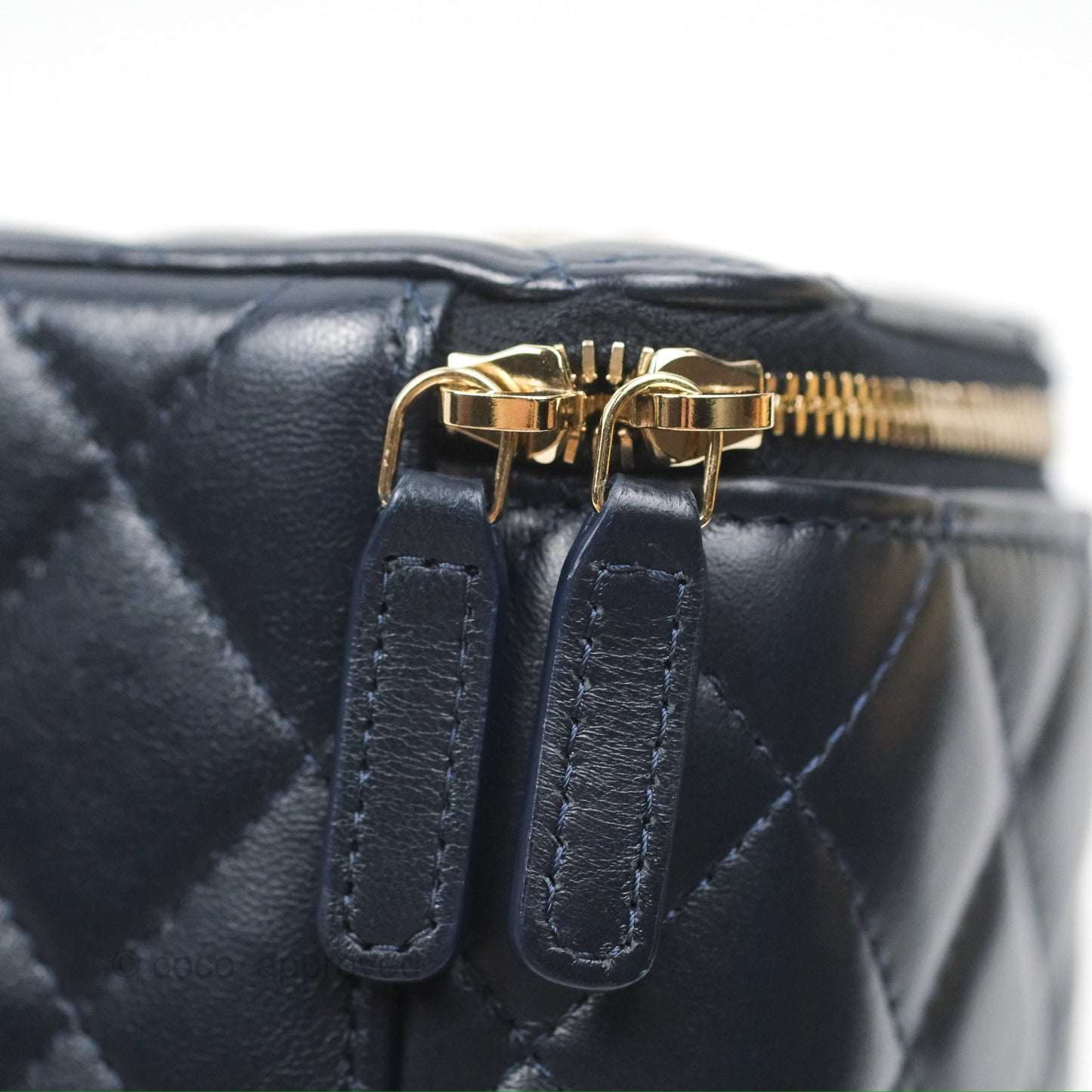 Chanel All Slide Vanity with Adjustable Chain Navy Lambskin Aged Gold Hardware