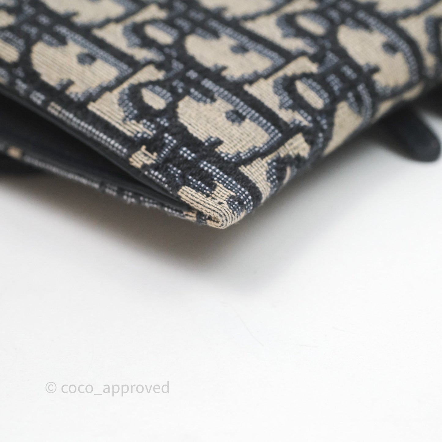 Small Saddle Pouch Wallet with Chain Blue Dior Oblique Jacquard