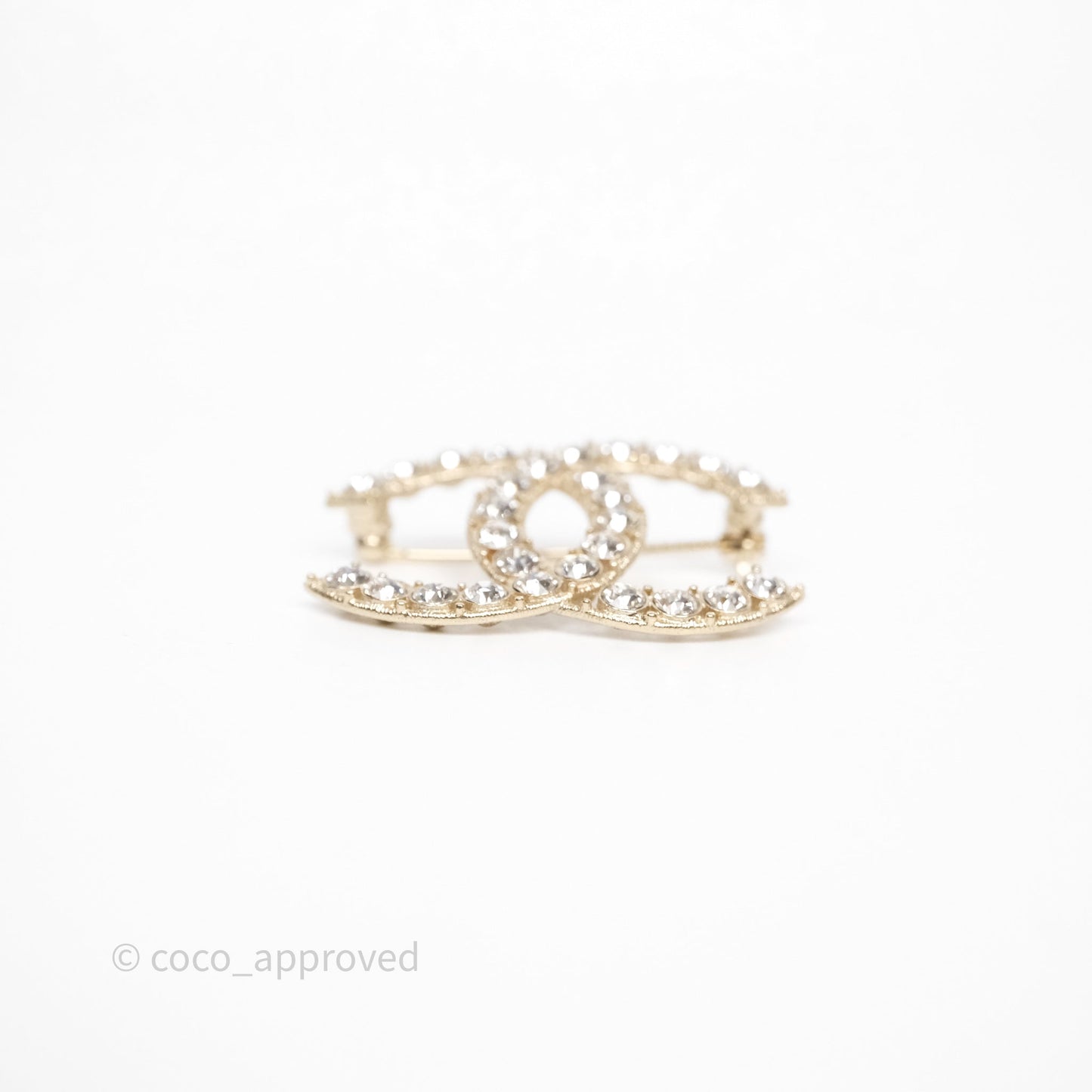 Chanel Crystal CC Brooch Gold Tone 19S