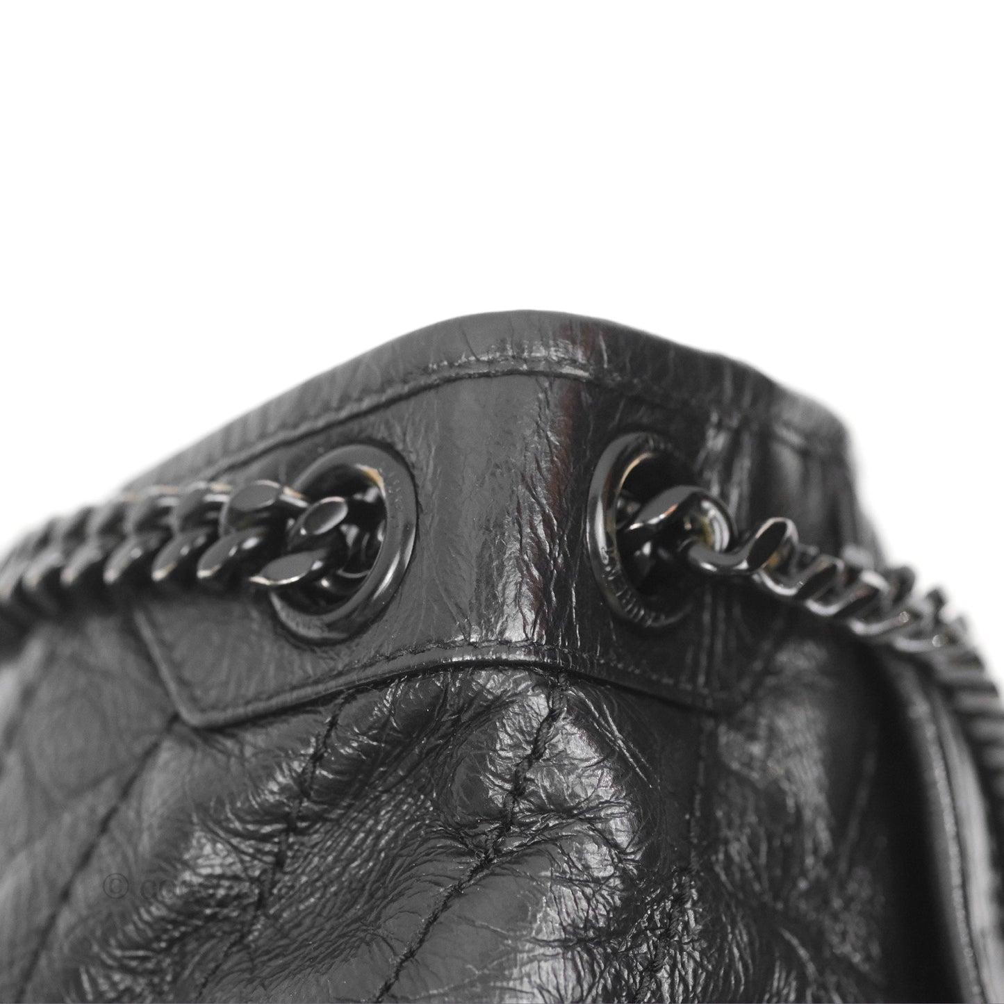 Saint Laurent Medium Niki Chain Bag Crinkled Calfskin So Black