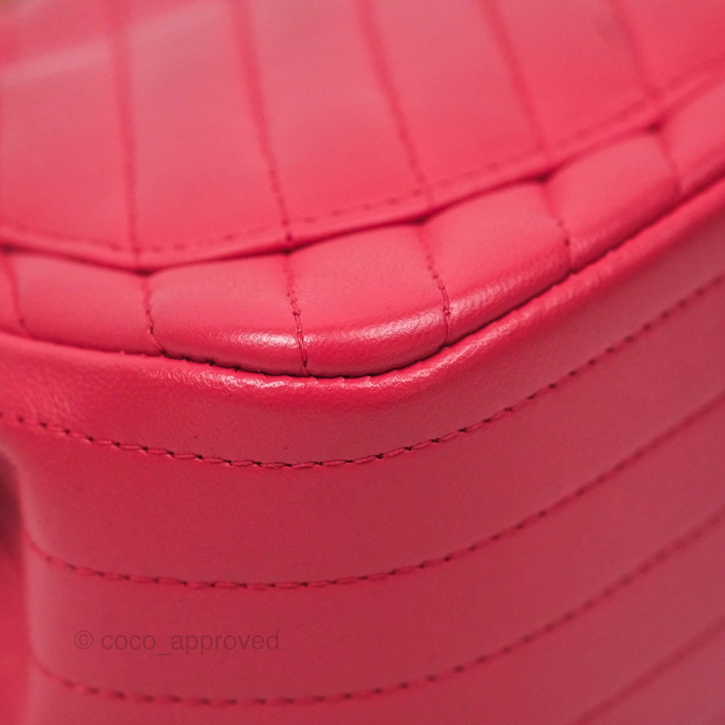 Chanel Mini Square Flap Chevron Dark Pink Lambskin Gold Hardware