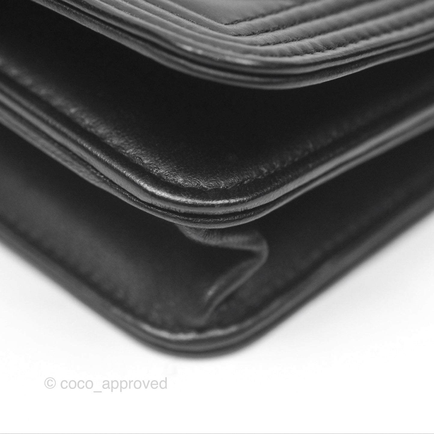 Chanel Quilted Boy Wallet on Chain WOC Black Calfskin Aged Gold Hardware