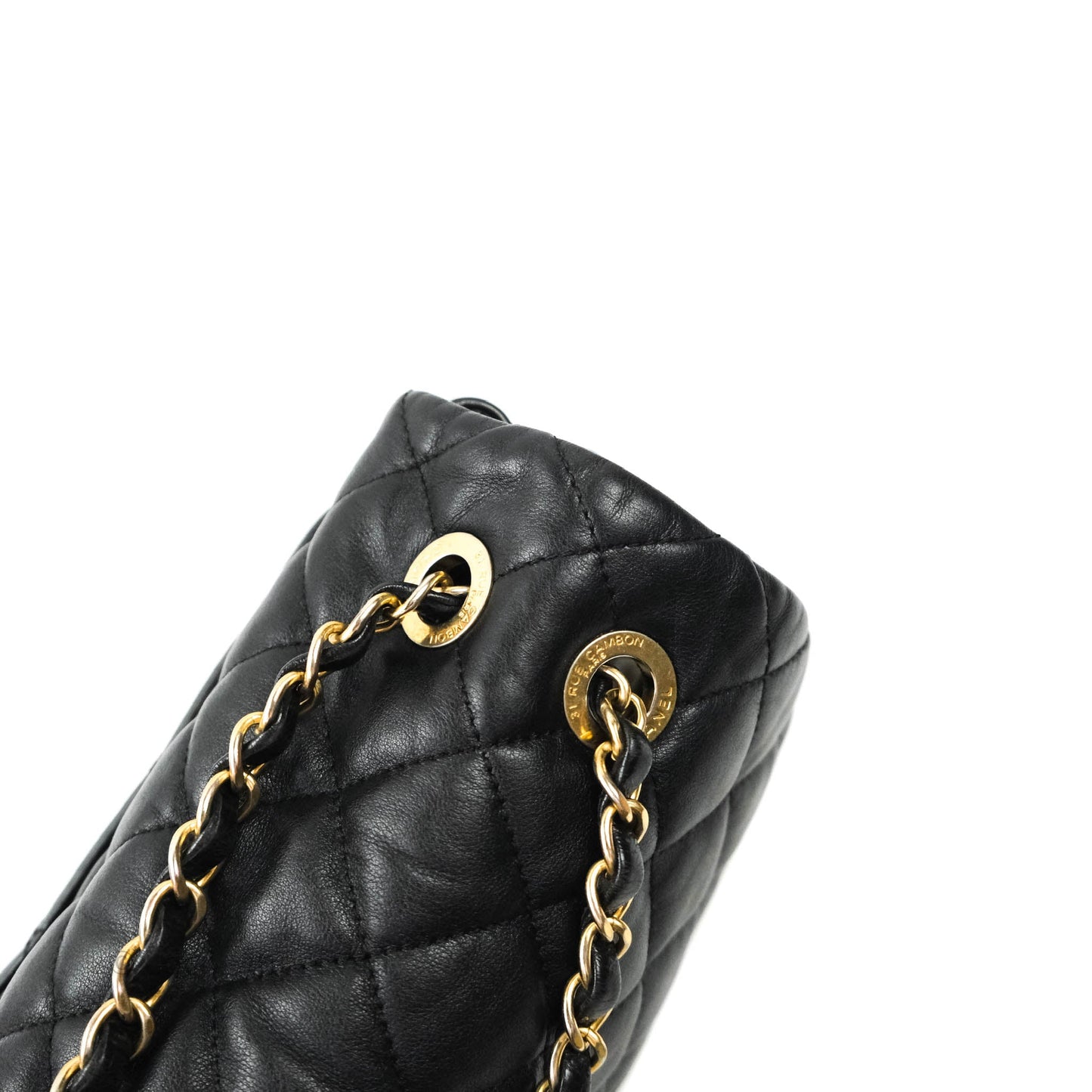 Chanel Soft Elegance Flap Bag Calfskin Black Aged Gold Hardware 14K