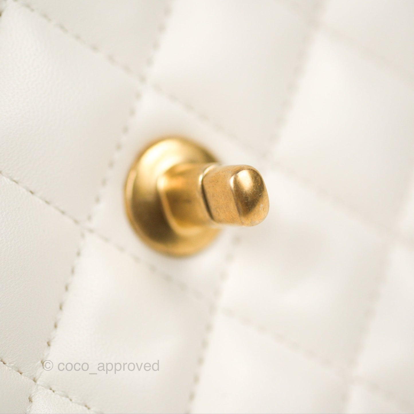 Chanel Mini Flap Bag with Coco Heart Chain White Lambskin Aged Gold Hardware