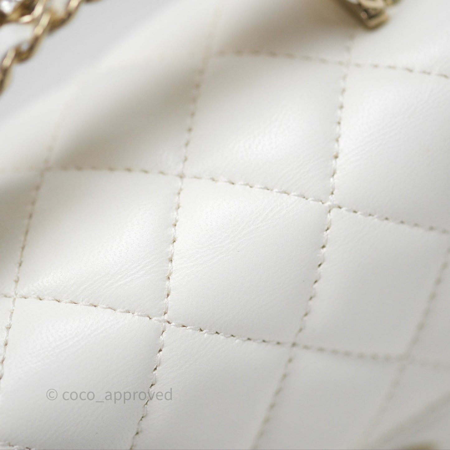 Chanel Crystals Top Handle Mini Rectangular Flap Bag White Lambskin Gold Hardware