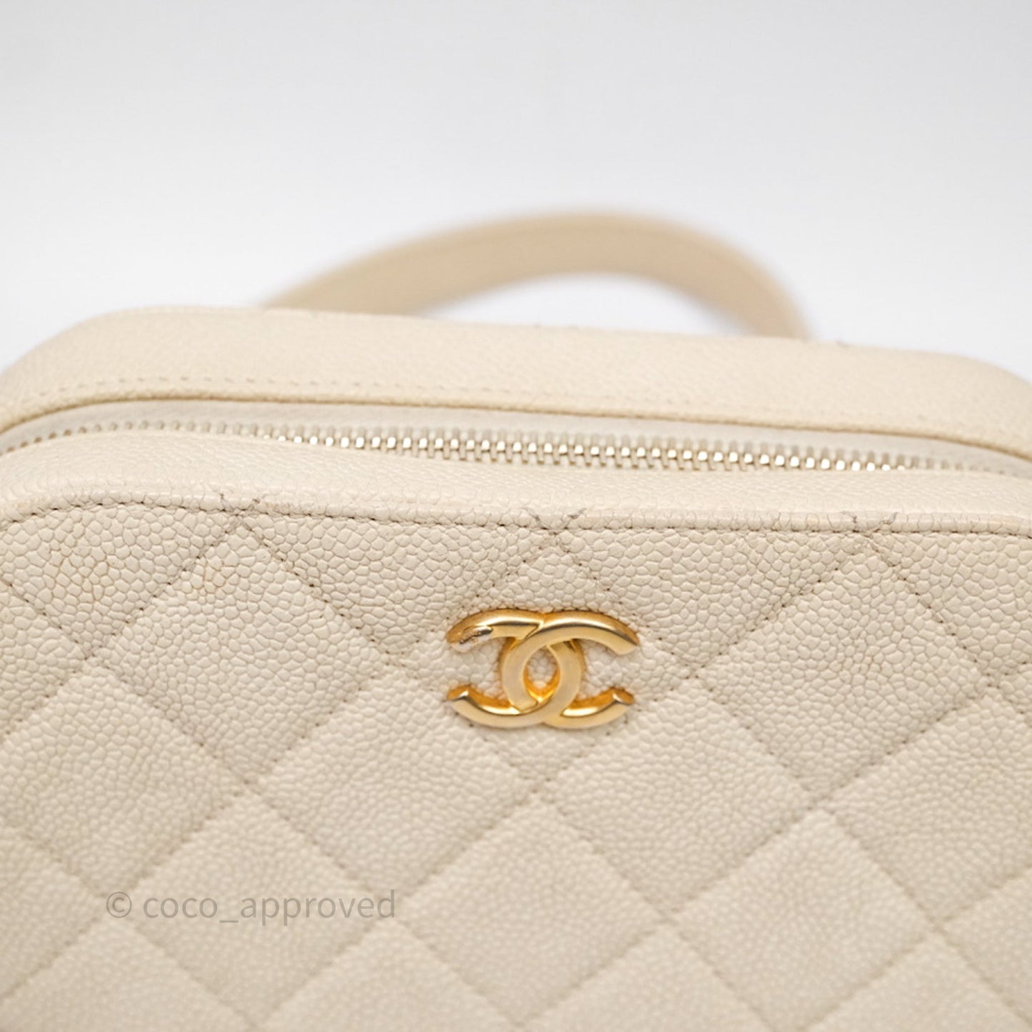 Chanel Quilted Caviar Waist Bag Ivory Aged Gold Hardware