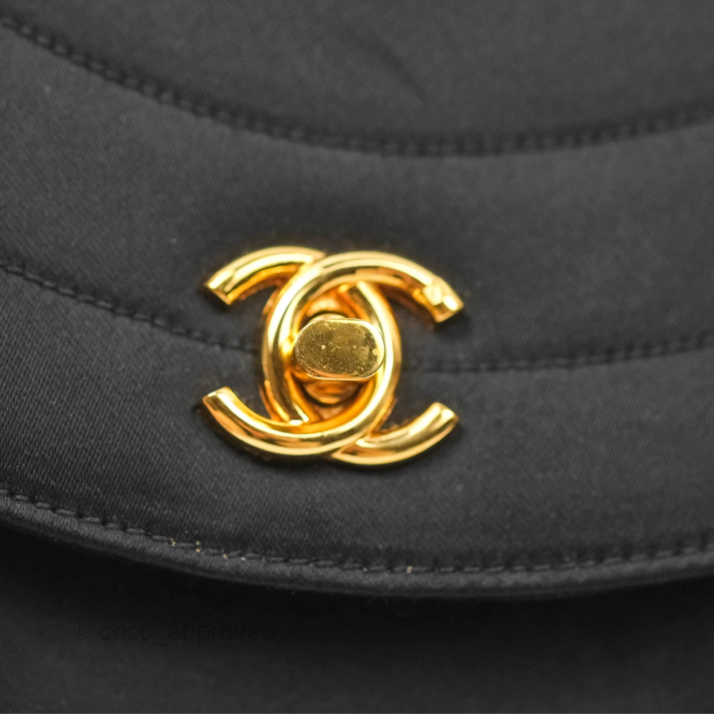 Chanel Vintage Half Moon Tassel Flap Black Satin 24K Gold Hardware