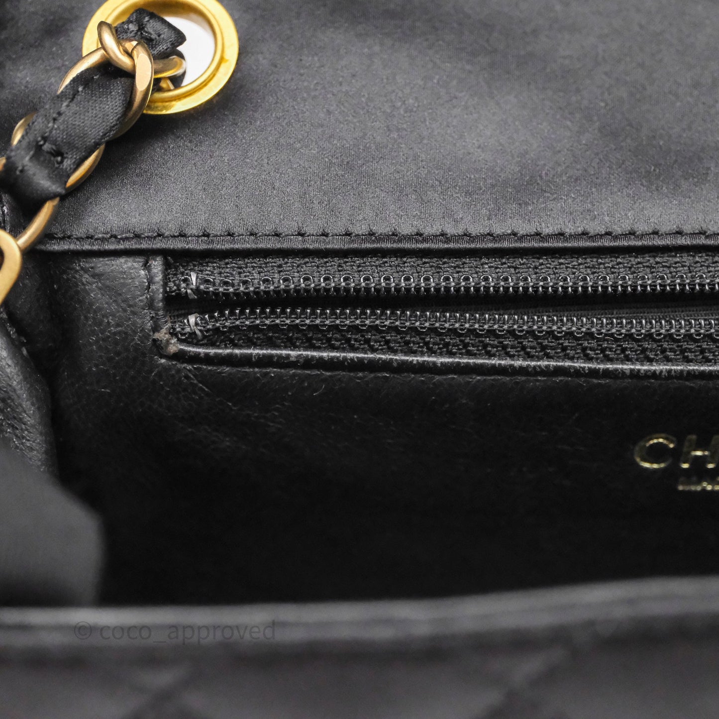 Chanel Vintage Mini Rectangular Black Satin Matte Gold Hardware