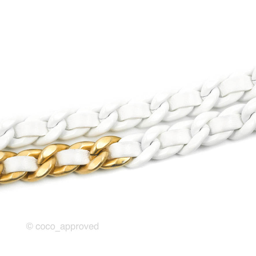 Chanel Mini Resin Chain Wallet on Chain WOC White Lambskin Gold Hardware