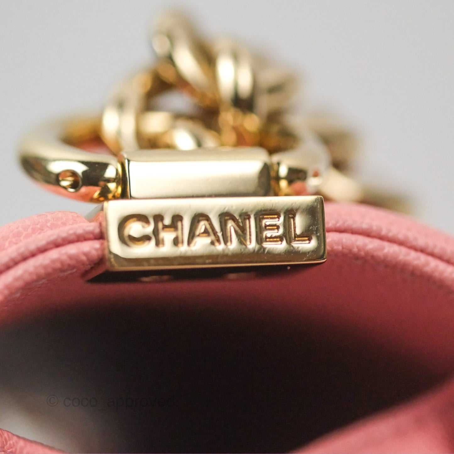 Chanel Boy Chevron Medium Pink Caviar Gold Hardware