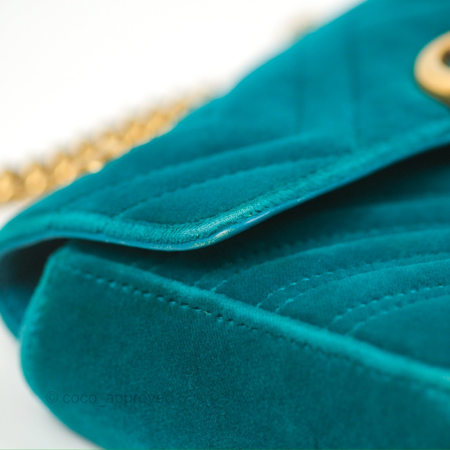Gucci Mini Marmont Velvet Green Gold Hardware