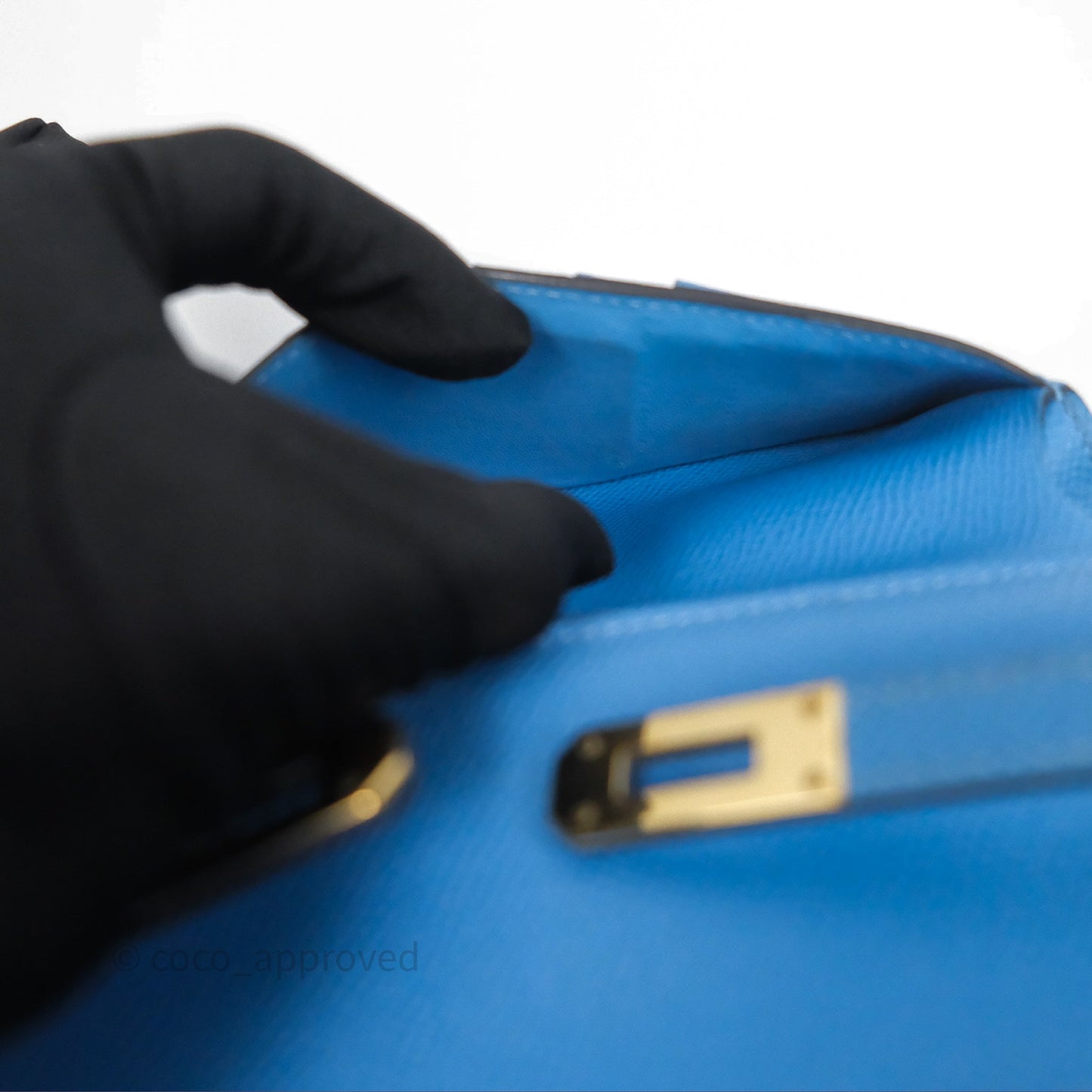 Hermès Kelly Depliant Wallet Blue Epsom Gold Hardware