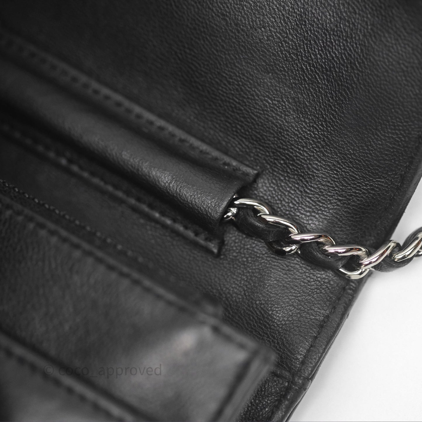 Chanel Quilted WOC Black Lambskin Silver Hardware