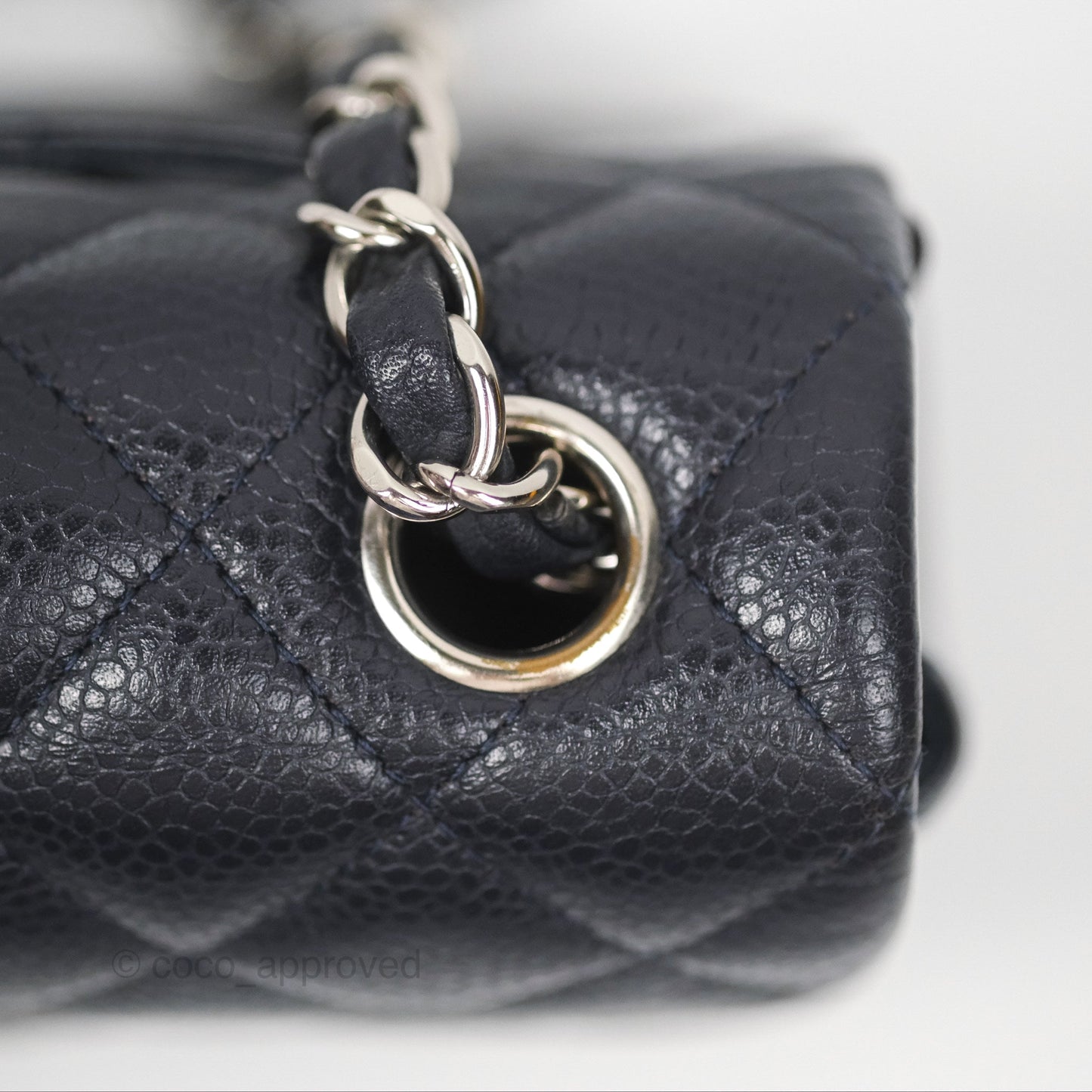 Chanel Mini Rectangular Quilted Dark Navy Caviar Silver Hardware
